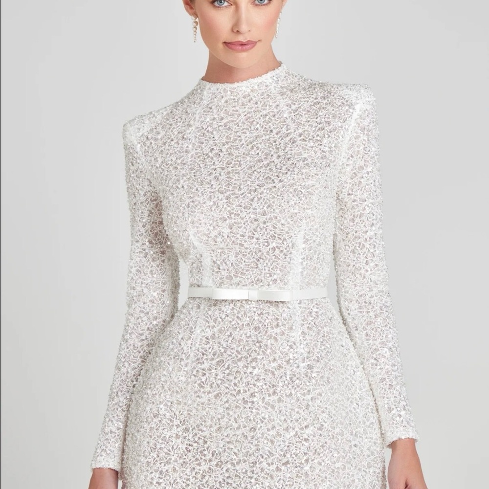 NADINE MERABI White Sequin Dress XXL $300 - Picture 2 of 4